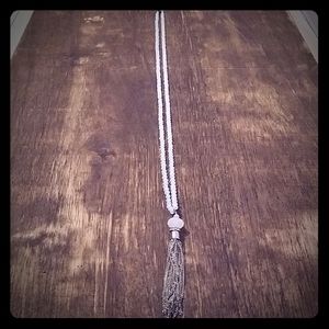 Long Iridescent Tassel Necklace